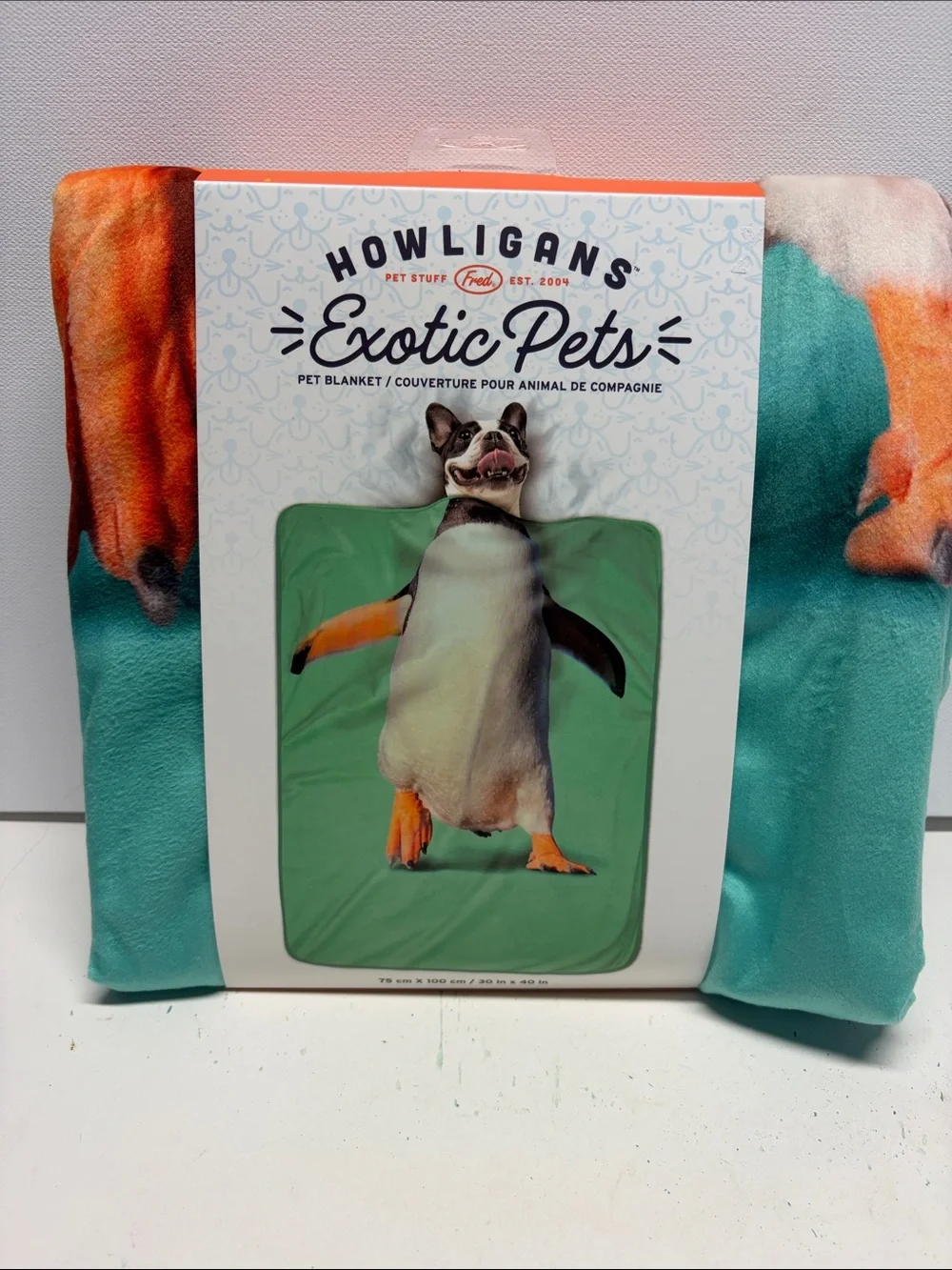 Exotic Pets Teal & Orange Penguin Pet Blanket